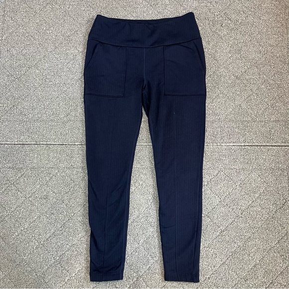 Mondetta Fleece Lined Jogger Pants Womens Size Medium Blue Striped Pockets - Picture 1 of 11